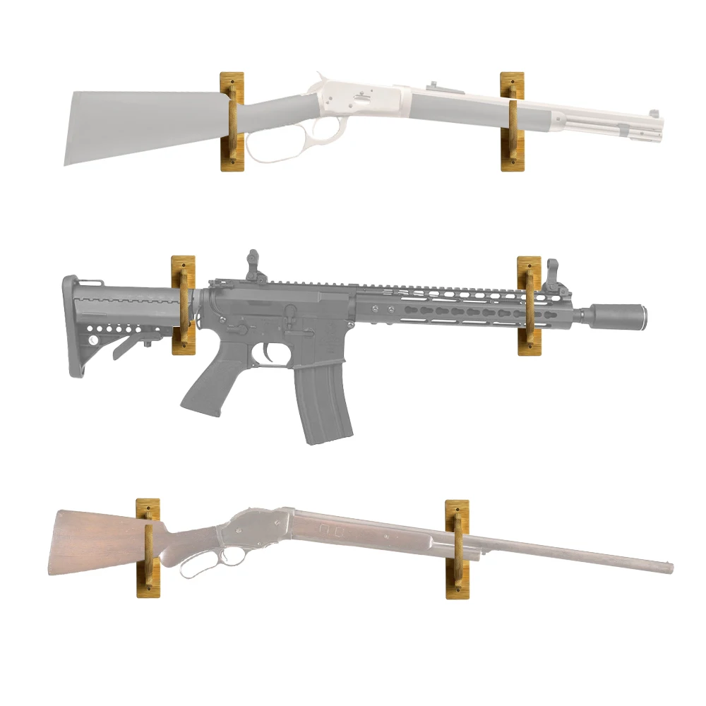Soporte de pared para rifles y escopetas de bambú con ganchos - imagen 5
