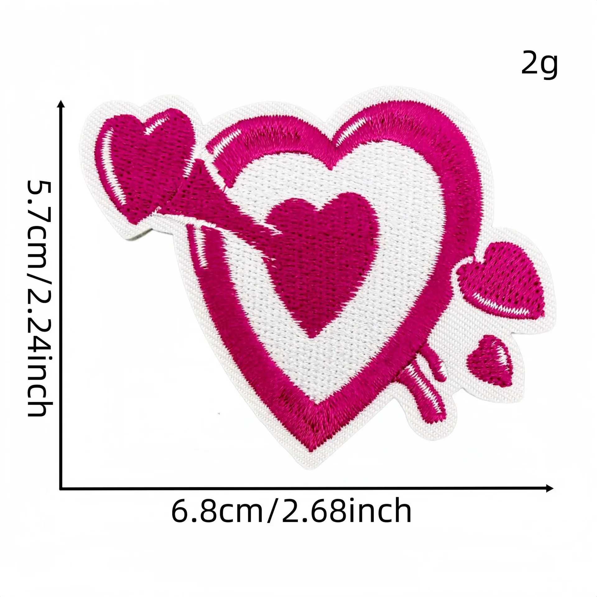 Parches termoadhesivos emblema corazón rosa bordado para tela - imagen 2