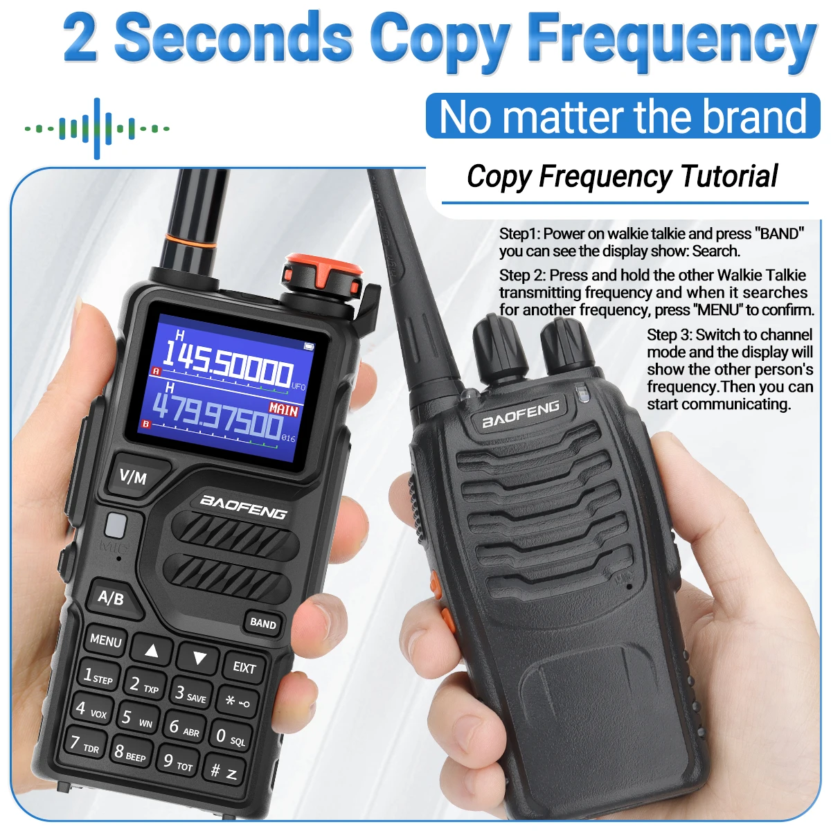 Baofeng UV-5R walkie talkie táctico banda aérea AM/FM Type-C - imagen 3