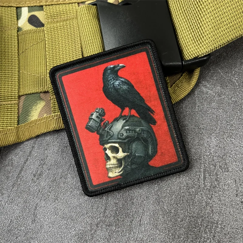 Parche táctico cuervo soldado con gancho y bucle militar - imagen 5