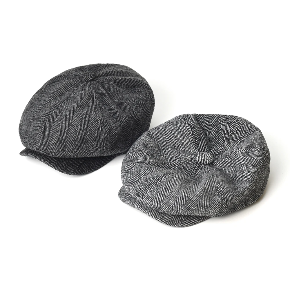 Gorra estilo Gatsby vintage de espiga con visera plana cálida - imagen 4