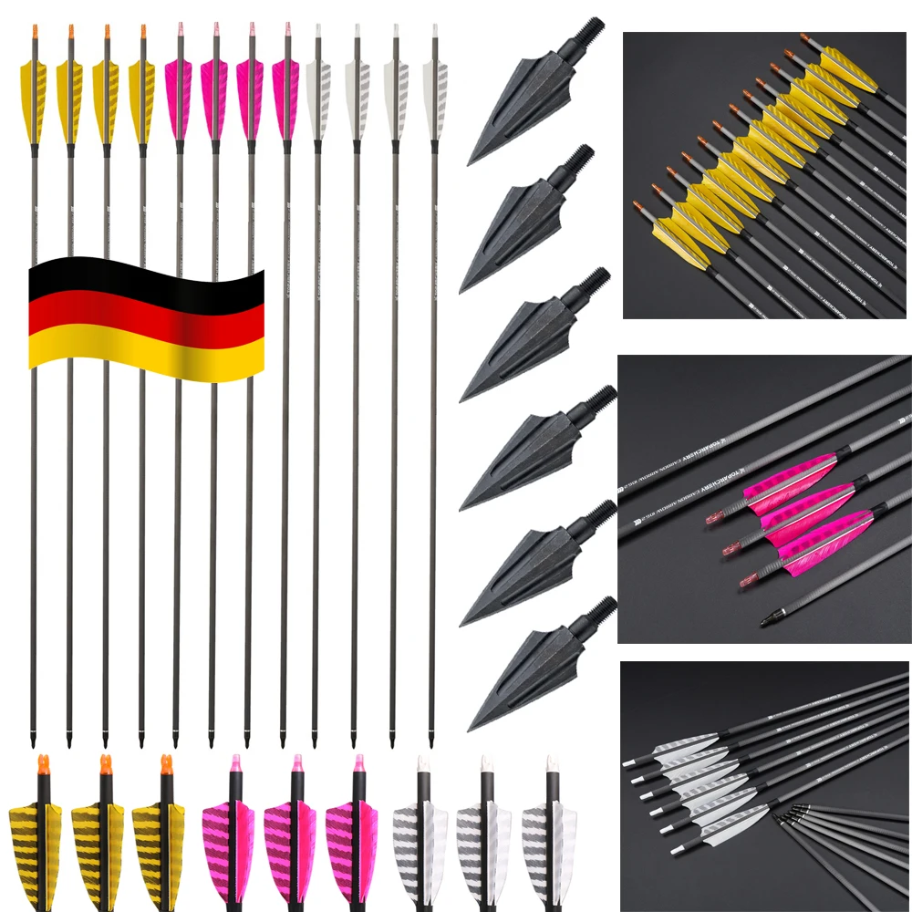 Toparchery Flechas de carbono con punta y pluma natural - imagen 5
