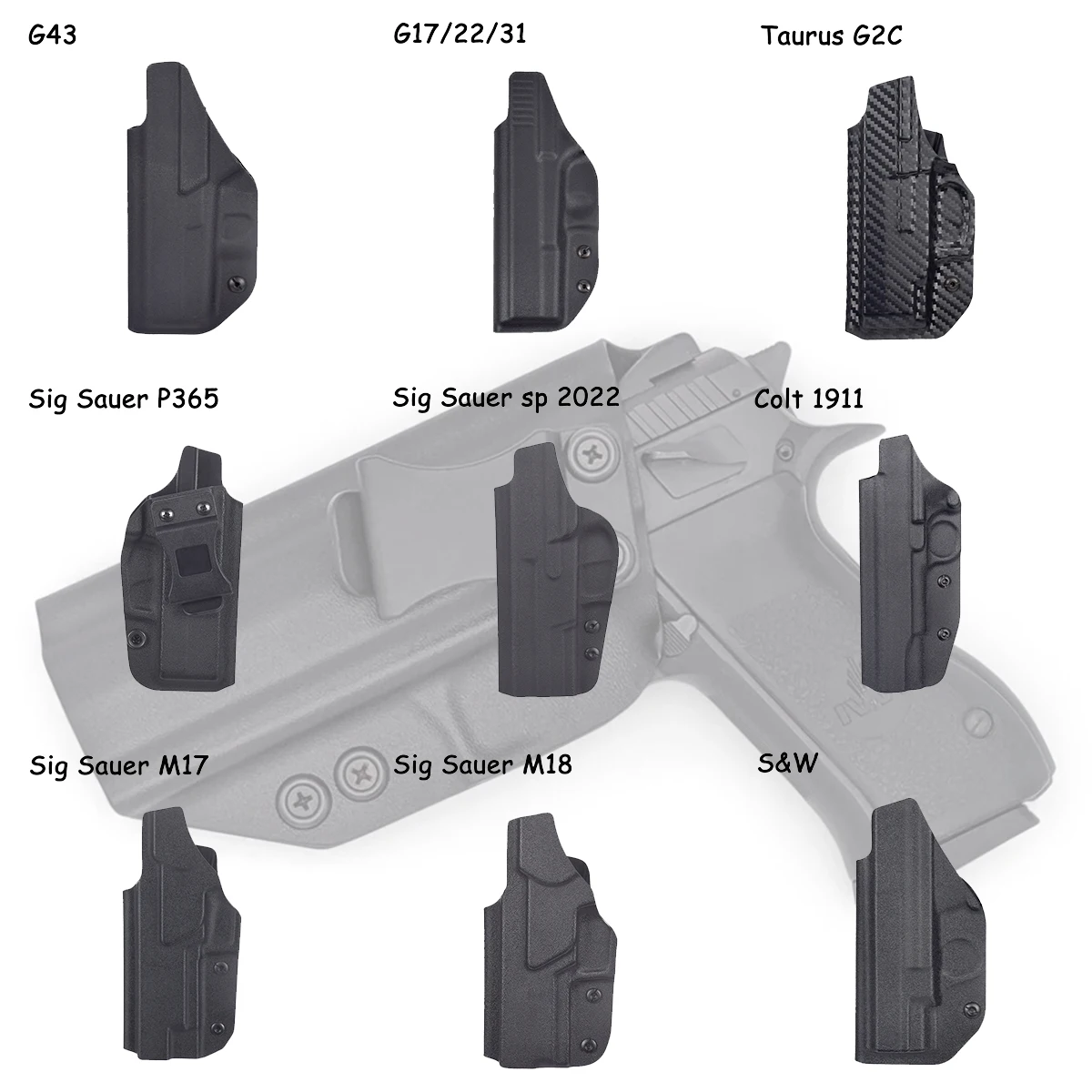 Funda táctica PVC pistola portar oculto mano derecha con clip - imagen 5