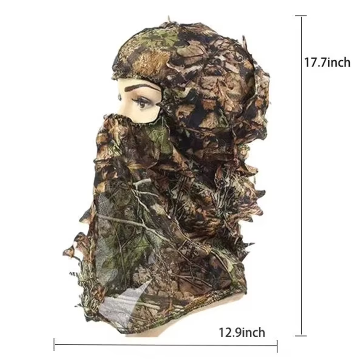 Sombrero Ghillie 3D con careta – Camuflaje hunting completo - imagen 5