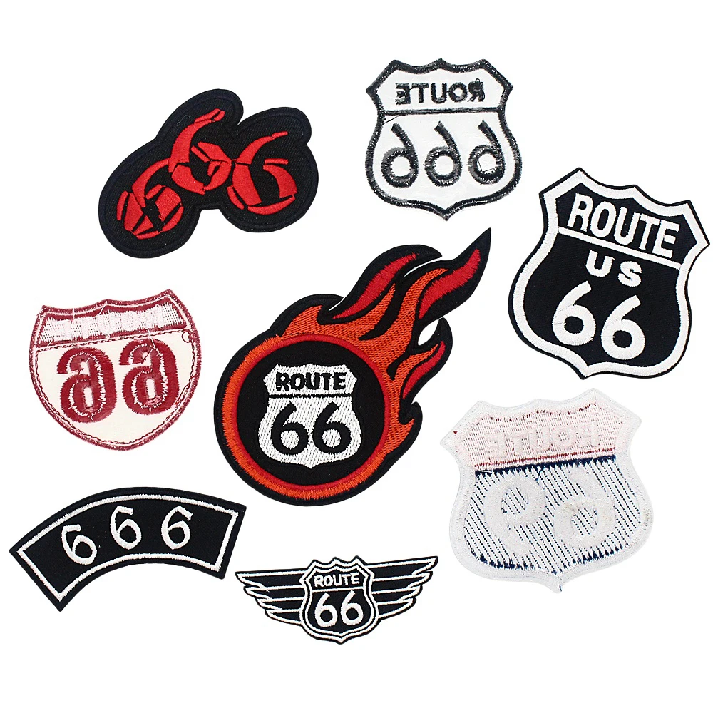 Parche bordado Route 66 termoaplicable cosido para chaquetas - imagen 3