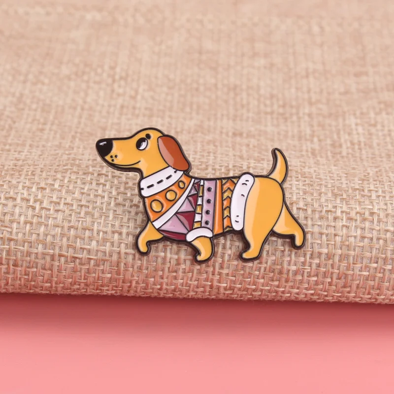 Broche insignia perro salchicha bordado para chaqueta