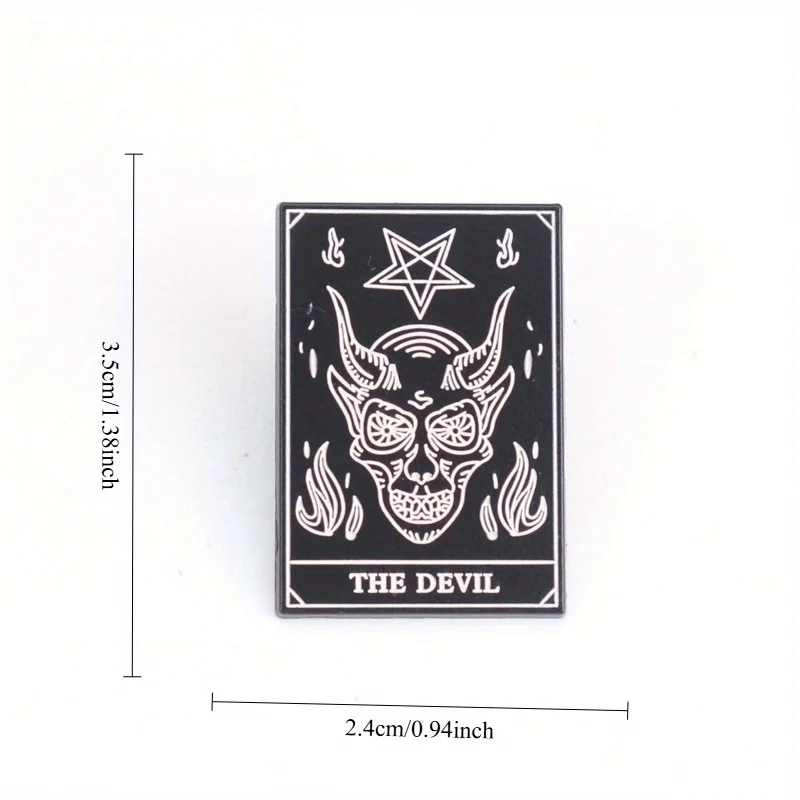 Insignia metálica broche Tarot del diablo, estilo oscuro - imagen 4