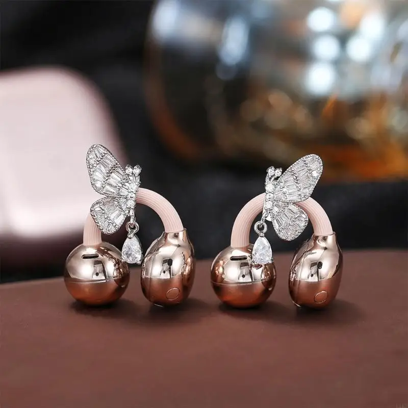 Dijes para auriculares mariposa plateada con cristal y acento gota - imagen 5
