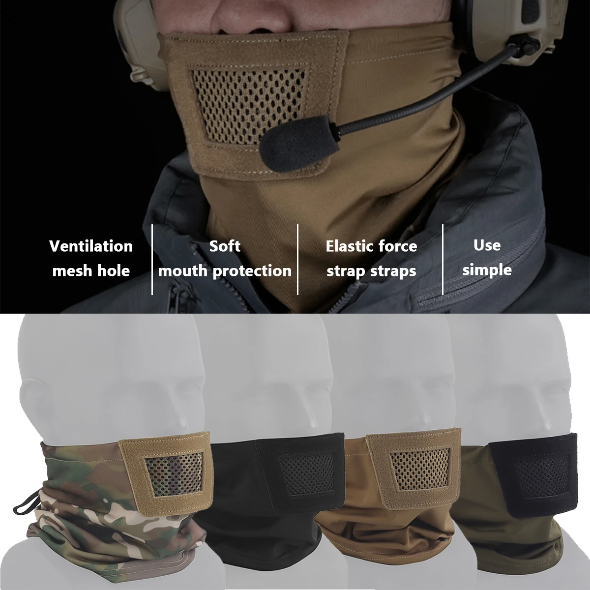 Knight máscara táctica airsoft media cara plegable transpirable - imagen 4