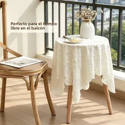 Mantel redondo encaje girasol blanco para dormitorio juvenil