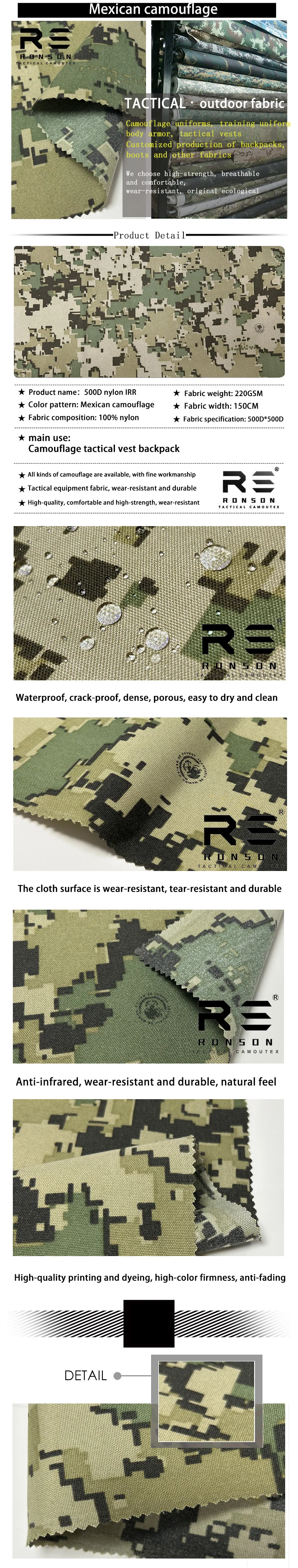 Tela de camuflaje Mexicana NewUS4CES en nailon Cordura 500D con acabado resistente al agua