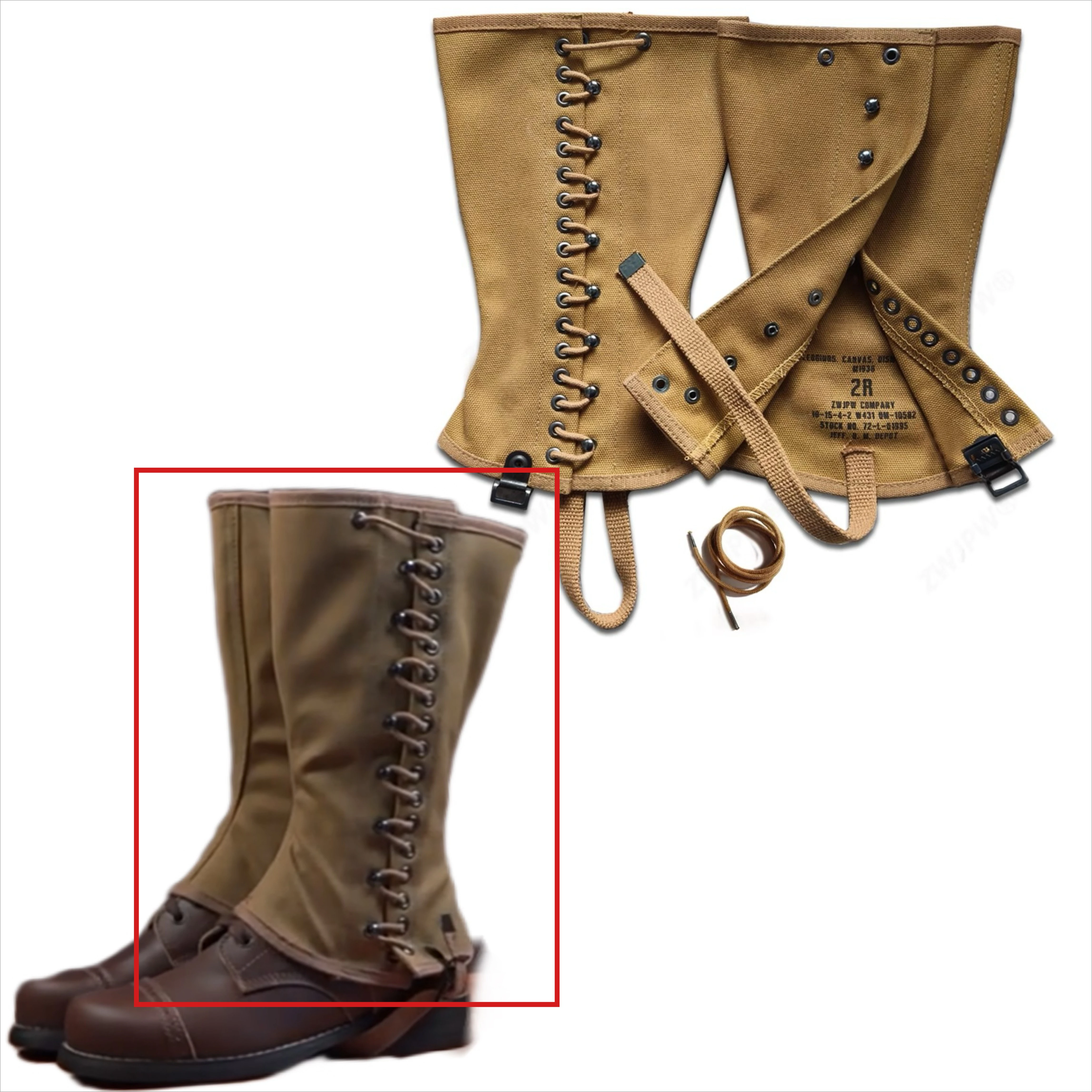 Polainas tácticas de lona estilo EE. UU. M1938 para entrenamiento al aire libre - imagen 5