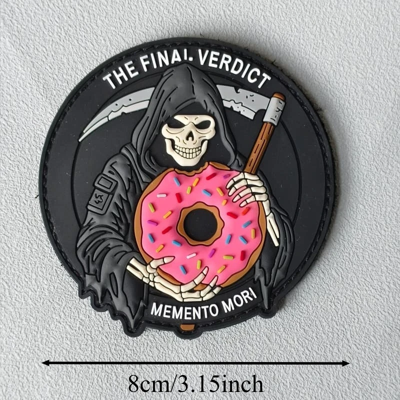 Parche táctico PVC MEMENTO MORI calavera donut con gancho bucle