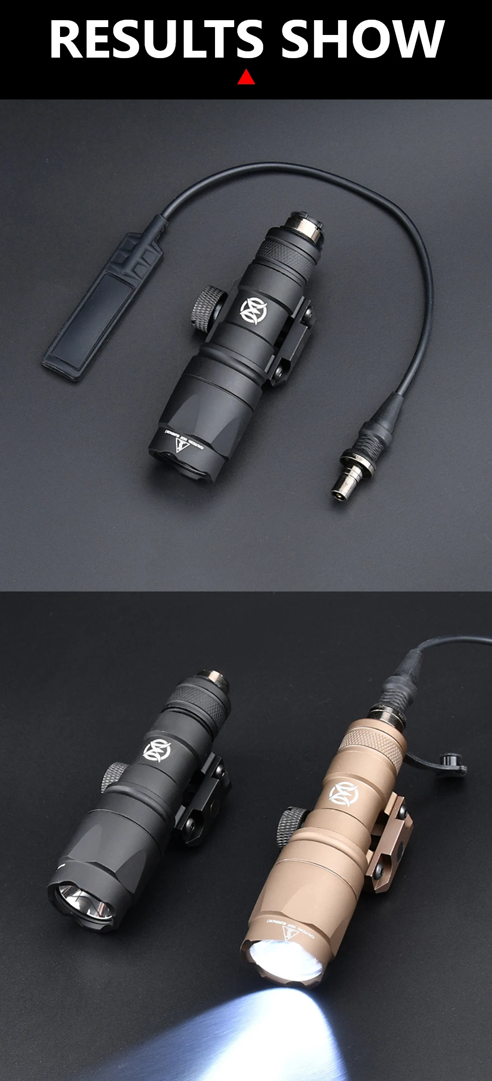 Vista lateral de la linterna en riel