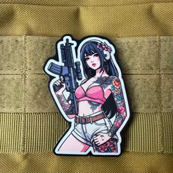 Parche de moral táctico chica anime tatuada con velcro