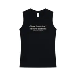 Tank top táctica negra sin mangas, cuello redondo corte holgado