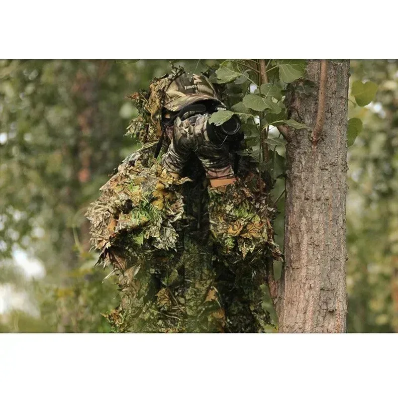 Poncho Ghillie 3D camuflaje hoja de arce para caza táctica - imagen 5