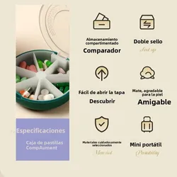 Pastillero transparente para viaje con compartimentos giratorios