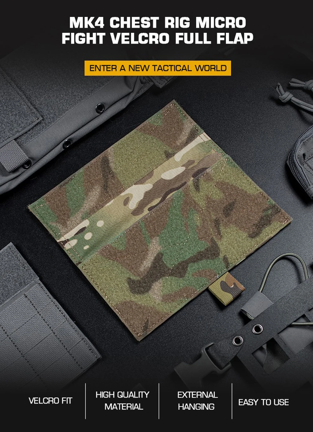 Panel frontal táctico MK4 con solapa completa y velcro