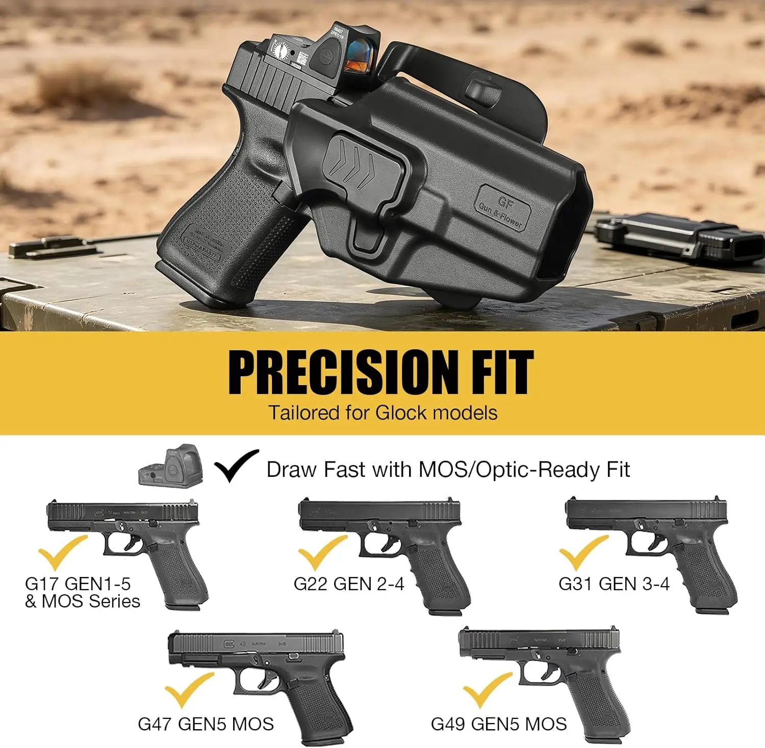 Funda OWB táctica Glock nivel II exterior cinturón mano derecha - imagen 4