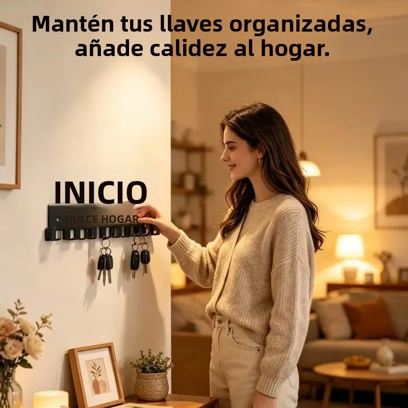 Colgador de llaves pared metálico con ganchos para sombreros - imagen 3
