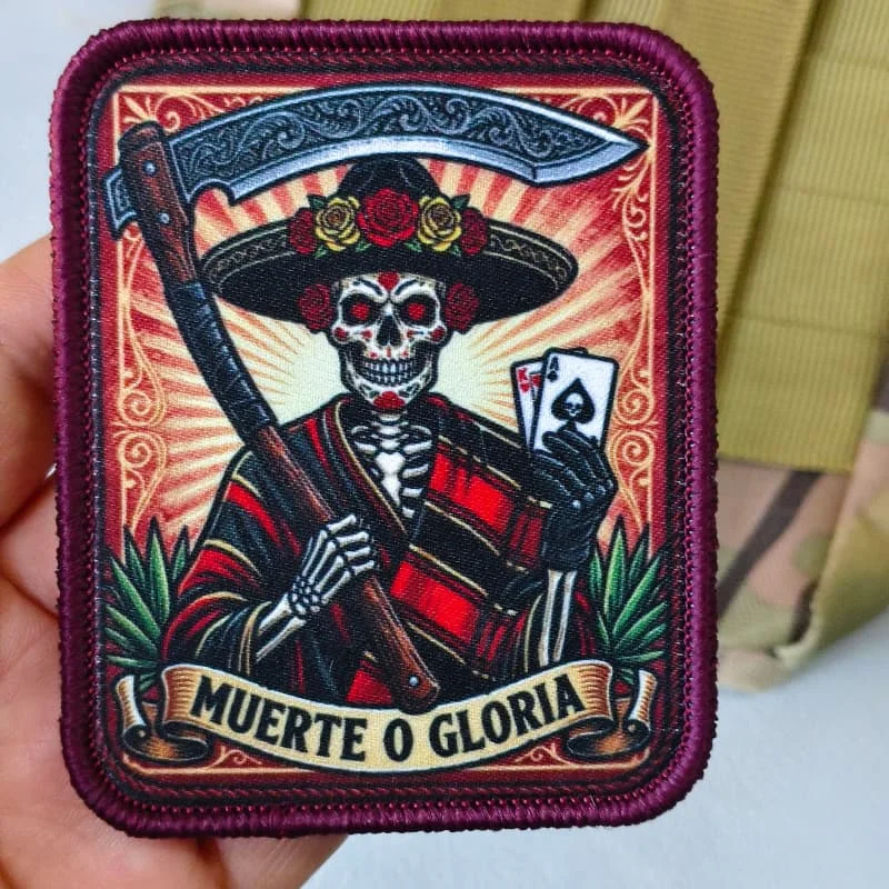 Parche táctico calavera Muerte o Gloria para chaleco y mochila - imagen 2