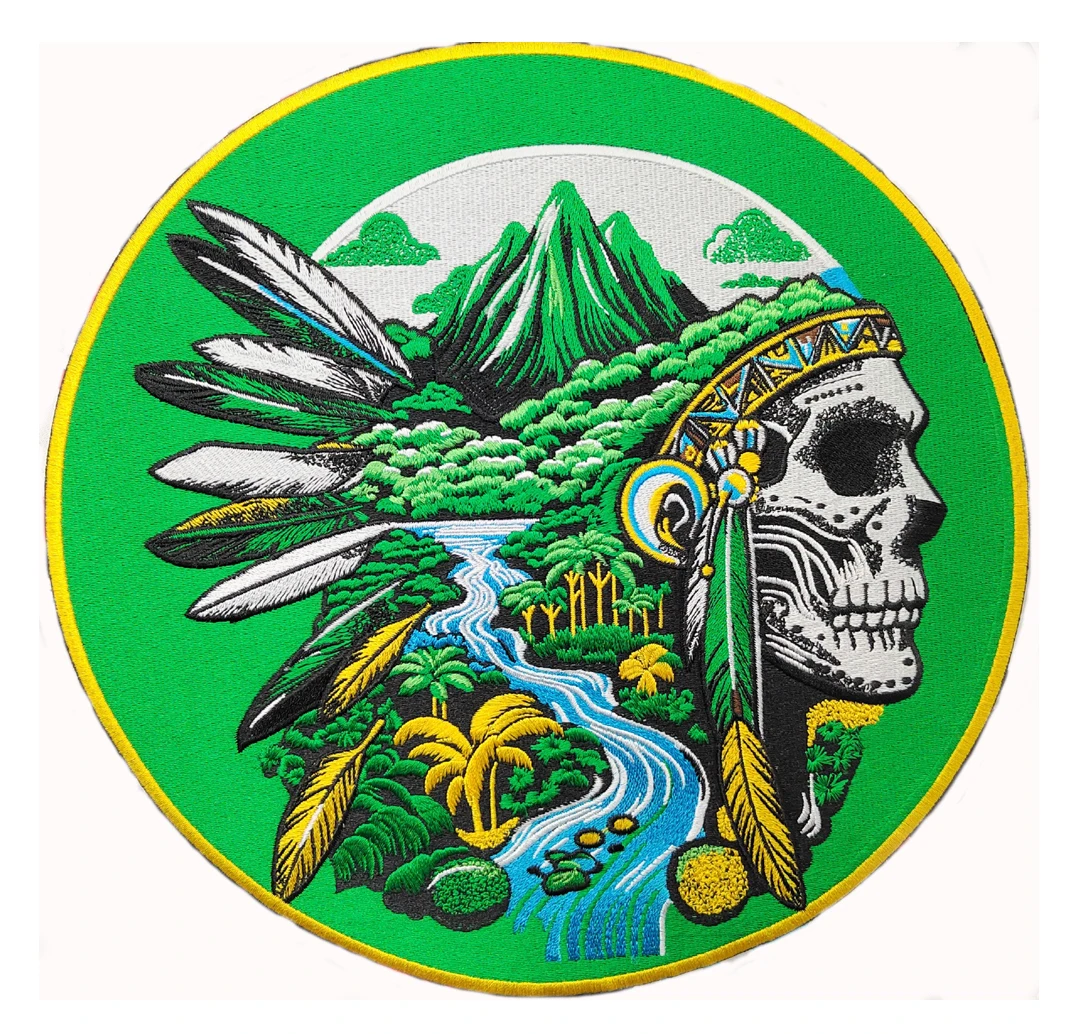 Parche bordado segador de almas calavera guitarra con alas espalda