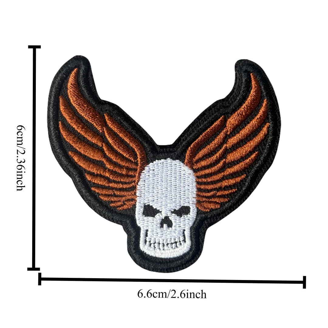 Parche bordado calavera alada vintage estilo motero – Velcro - imagen 5