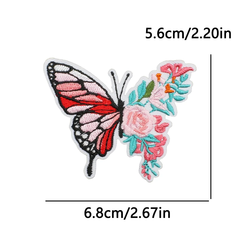 Parche bordado mariposa y flor – Termoadhesivo para coser o planchar - imagen 3