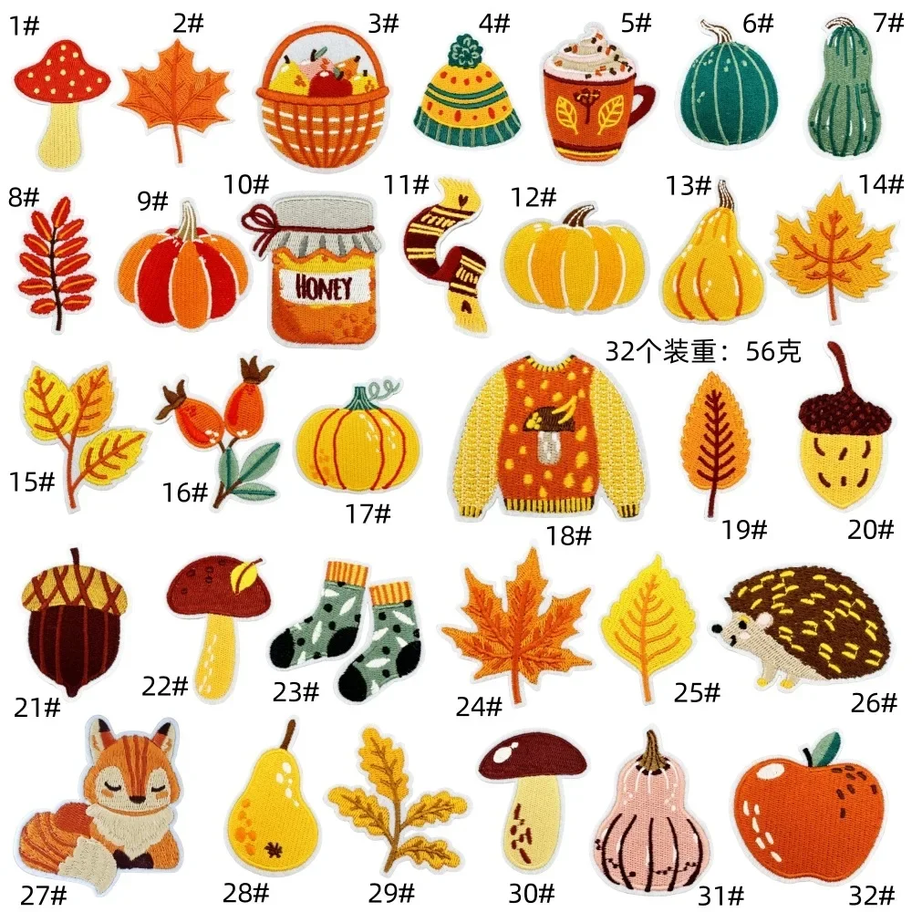 Parche bordado de otoño para planchar o coser