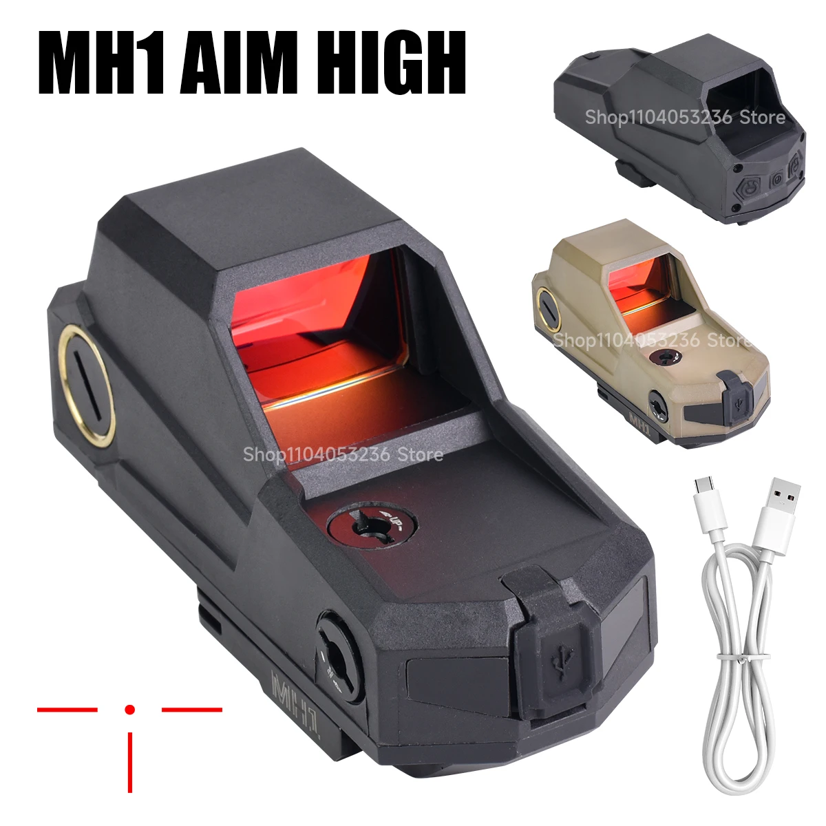 Mira holográfica punto rojo MH1 recargable USB con fijación rápida