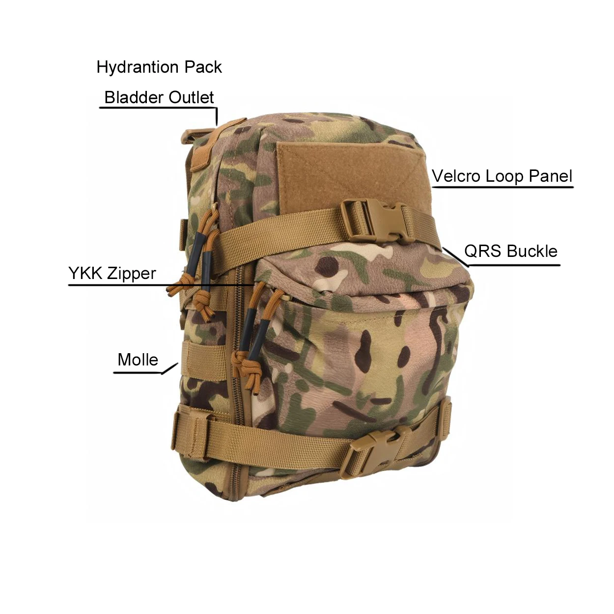 Bolsa hidratación táctica porta vejiga MOLLE para exterior