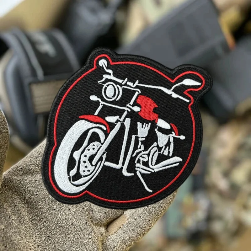 Parche táctico militar bordado motocicleta punk con gancho y bucle