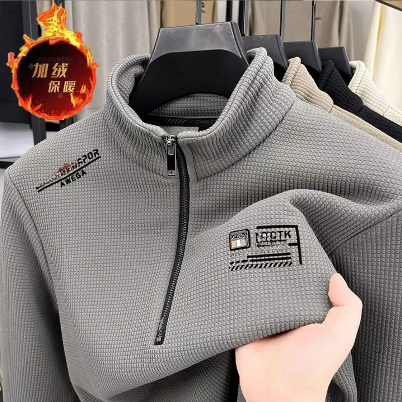 Sudadera hombre forro polar clásico cuello alto cremallera cuadros - imagen 3