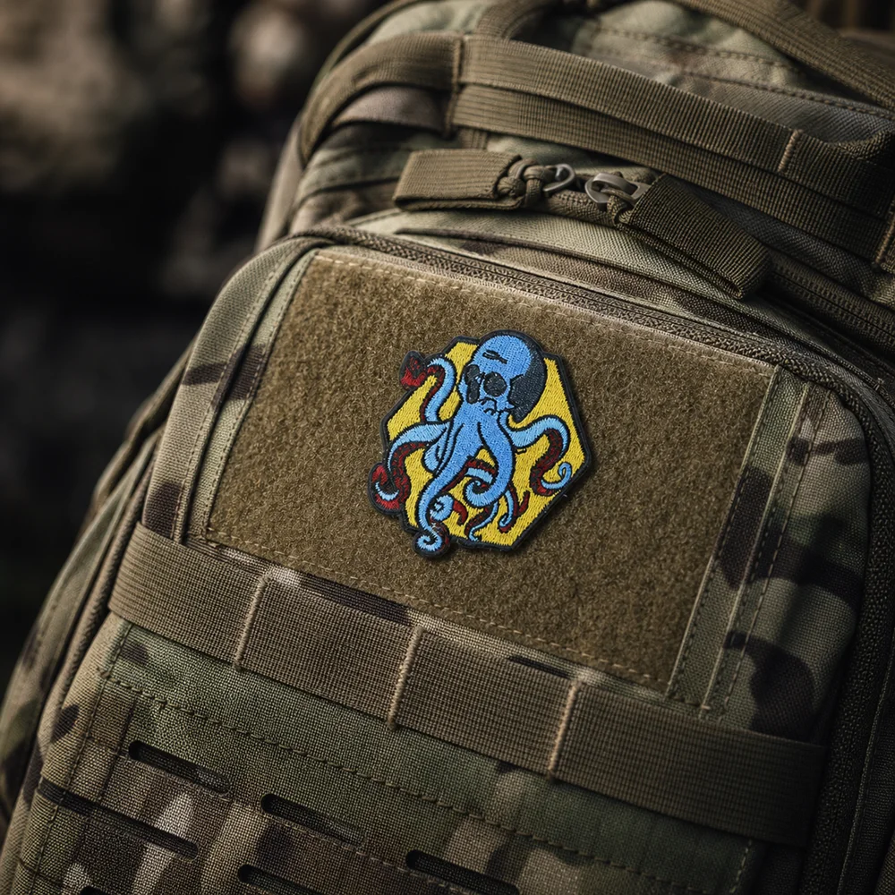 Parche táctico bordado pulpo con velcro Molle para chaqueta mochila - imagen 3