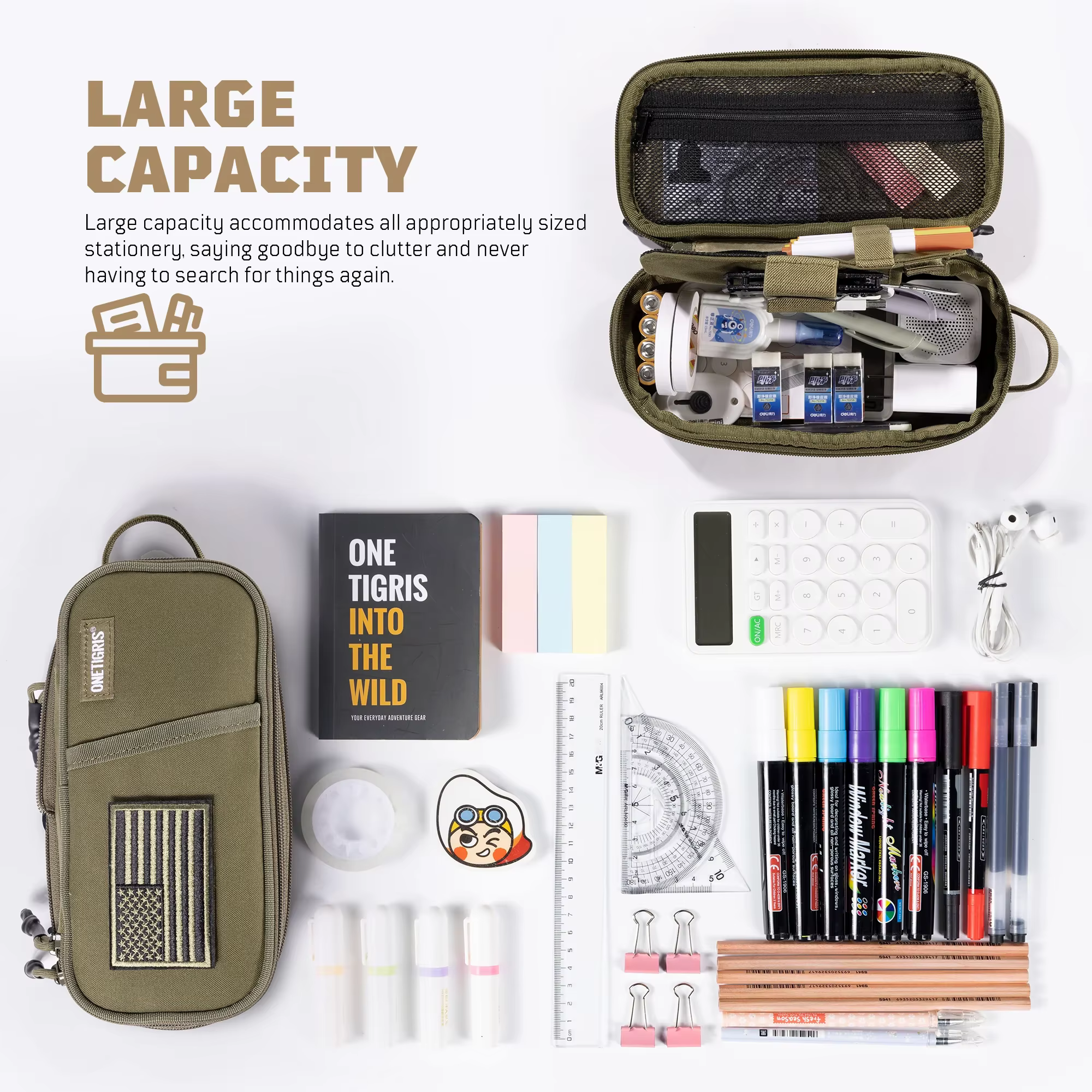 ONETIGRIS Estuche para lápices con cremallera y gran capacidad - imagen 5