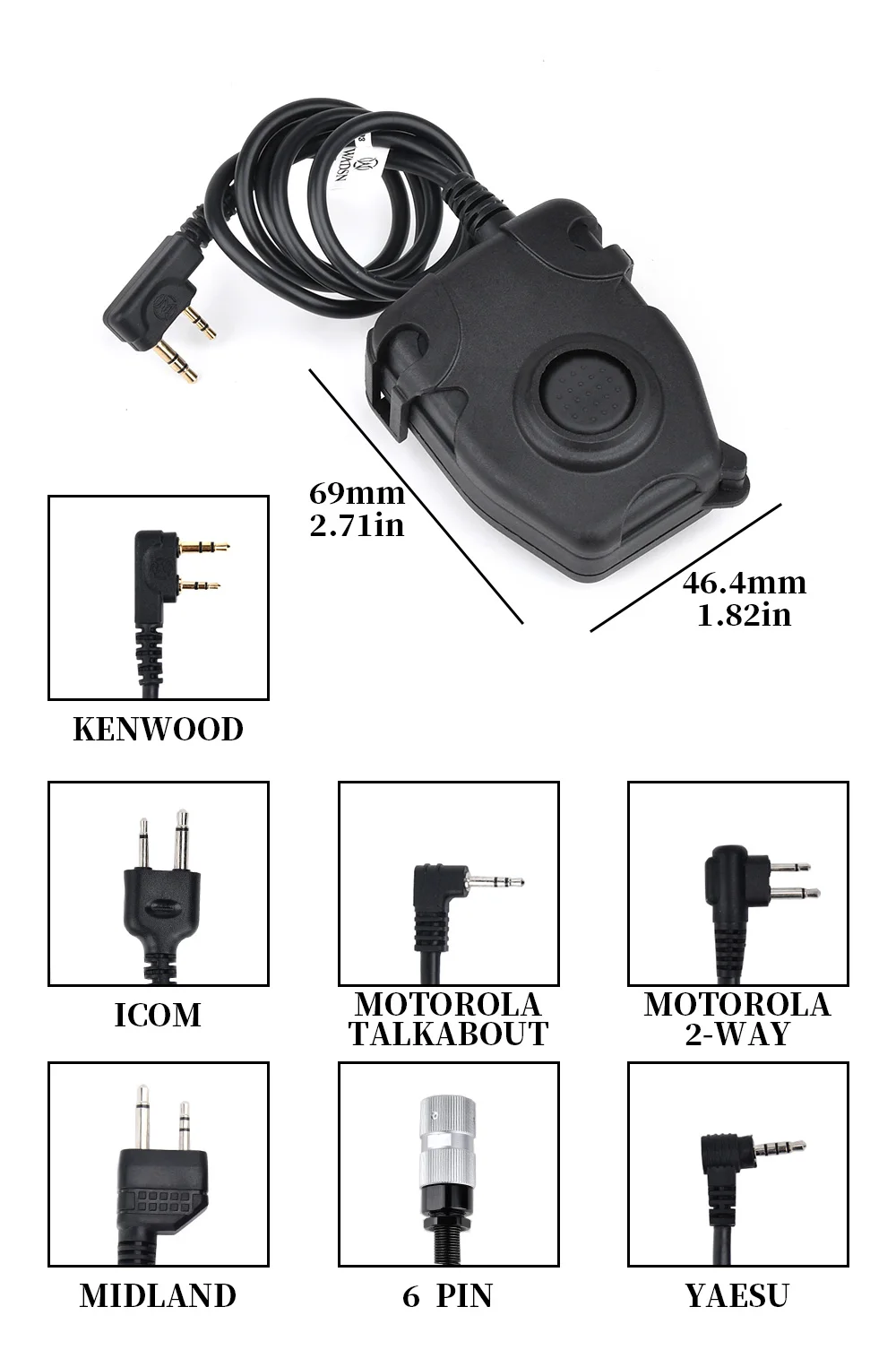 Adaptador PTT táctico WADSN con botón