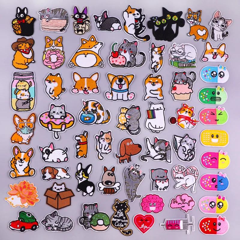 Parche bordado Corgi infantil – Aplique DIY adhesivo para ropa