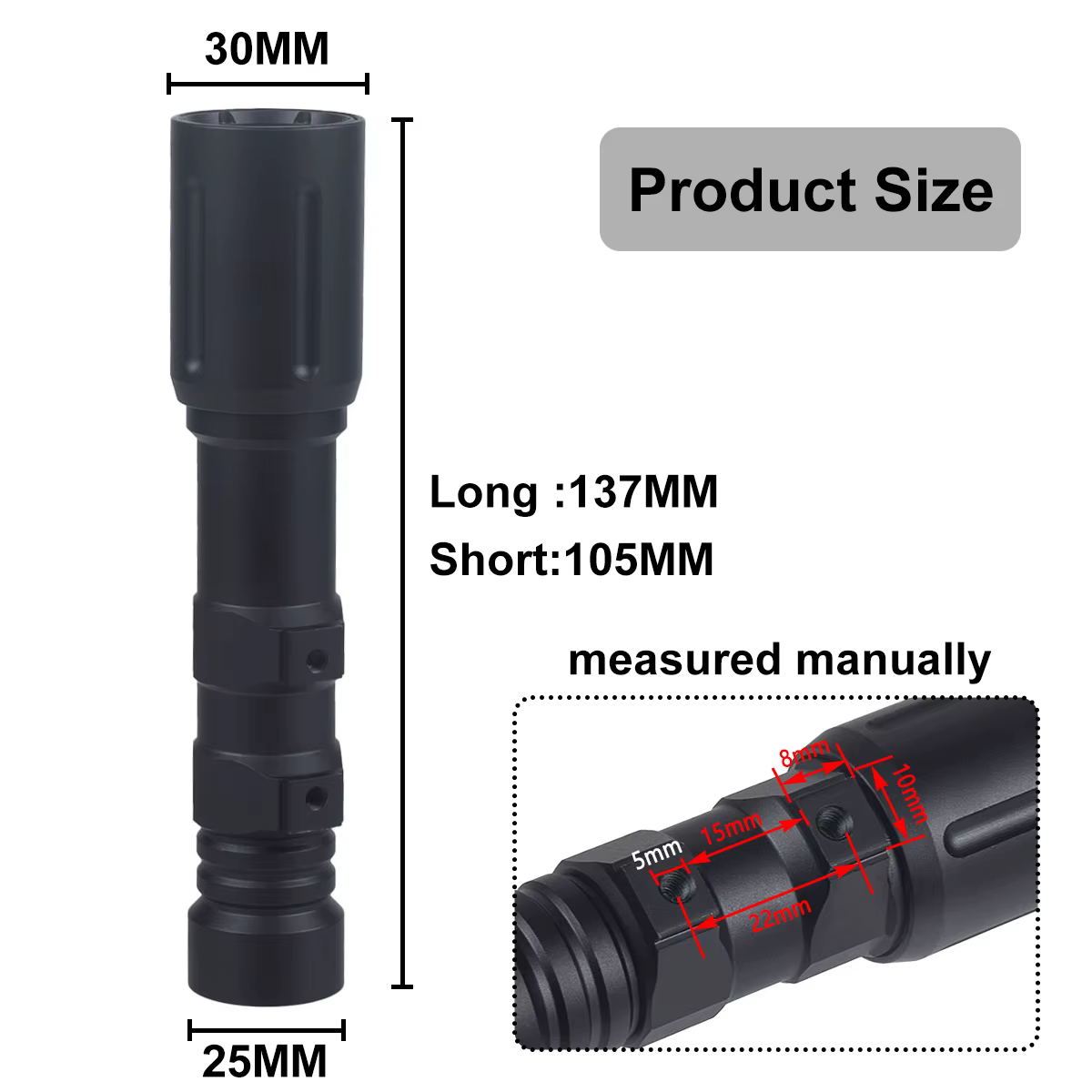 Linterna táctica LED aluminio para raíles M-LOK y Picatinny - imagen 2