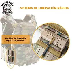 SINAIRSOFT Chaleco Táctico Portaplacas 500D MOLLE Negro, Liberación Rápida