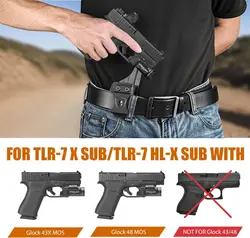 Funda IWB Kydex Glock 43X MOS con TLR-7X Sub, corte óptico