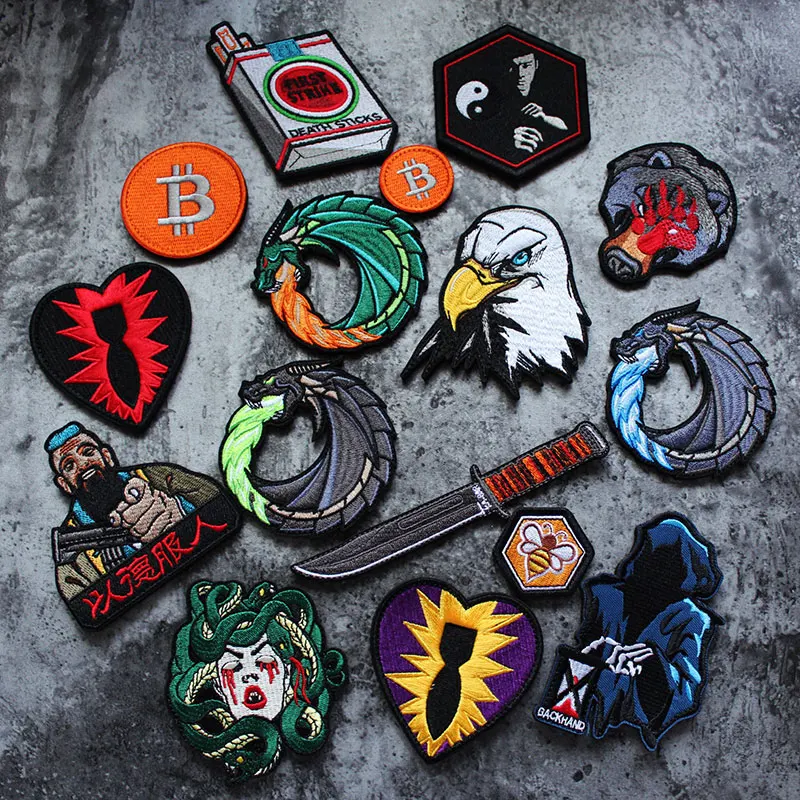 Brazalete táctico bordado 3D águila y monedas – Velcro para mochila
