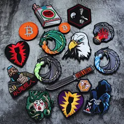 Brazalete táctico bordado 3D águila y monedas – Velcro para mochila