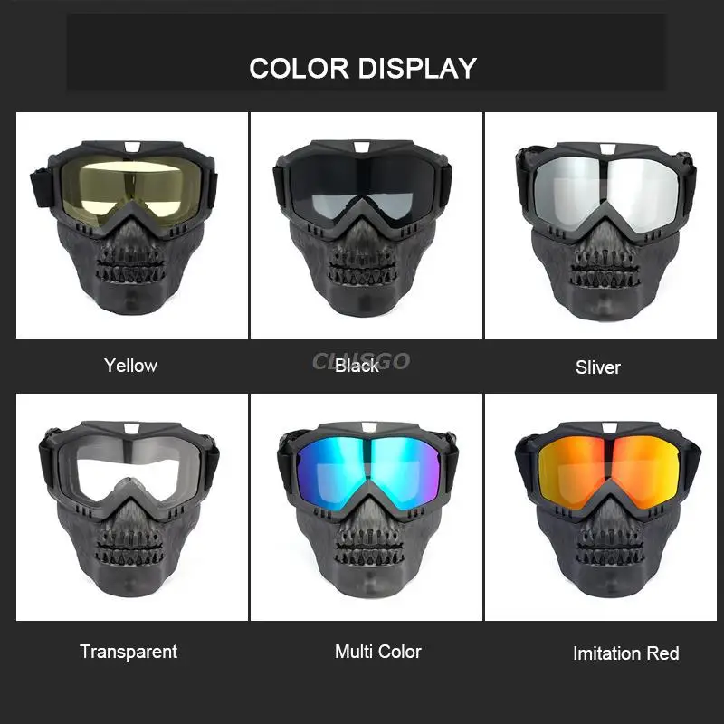 Detalle de las gafas de protección con máscara facial desmontable
