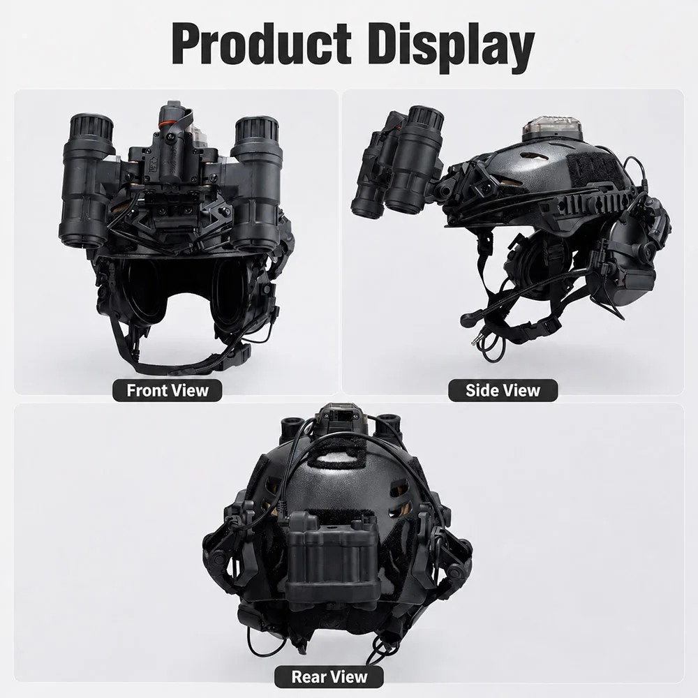 Casco táctico para airsoft con soporte NVG, auriculares y luz señalizadora - imagen 4