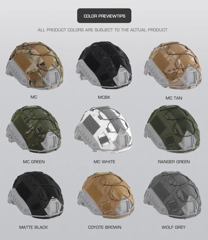 Funda para casco táctico colocada en modelo FAST