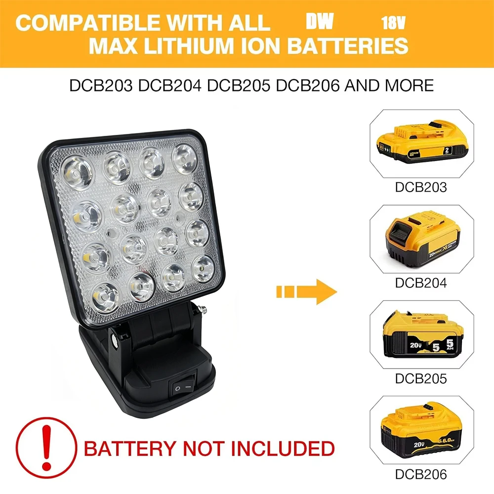 Foco LED portátil inalámbrico compatible con baterías DeWalt de 18 V - imagen 3
