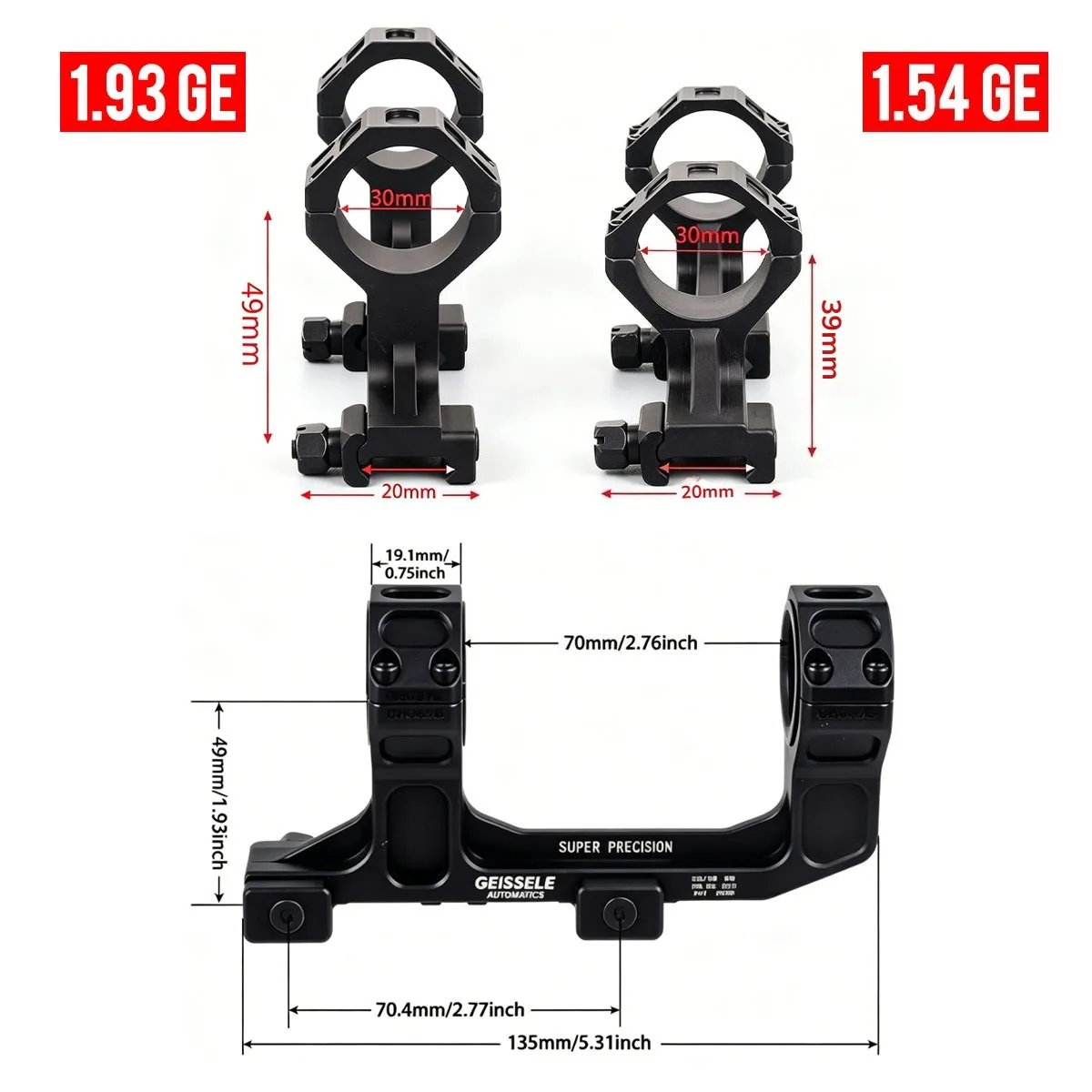 GE anillas QD cantilever para visor en riel Picatinny - imagen 4