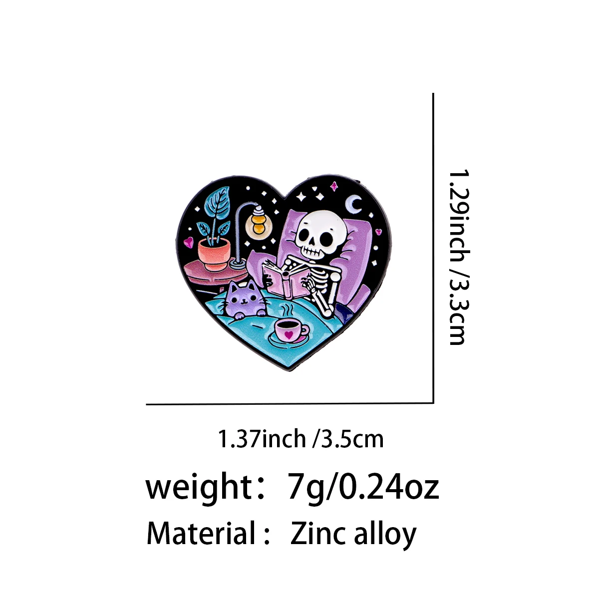 Pin de solapa esmaltado esqueleto de metal para regalo lector