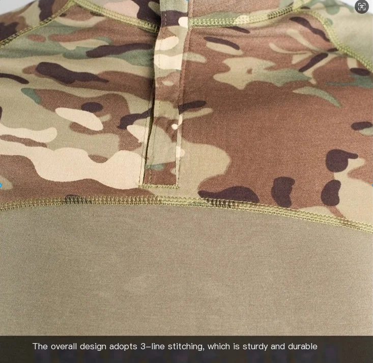 Vista del camuflaje y diseño táctico de manga corta